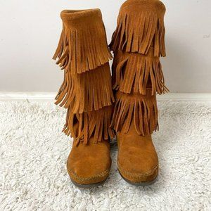 MINNETONKA three layer fringe boots